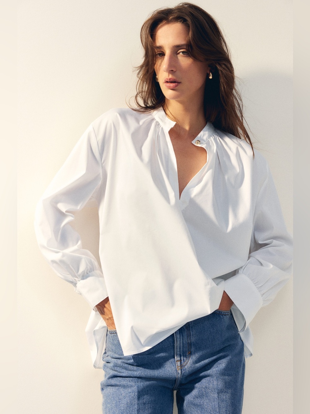 H&M White Loose Fit Blouse